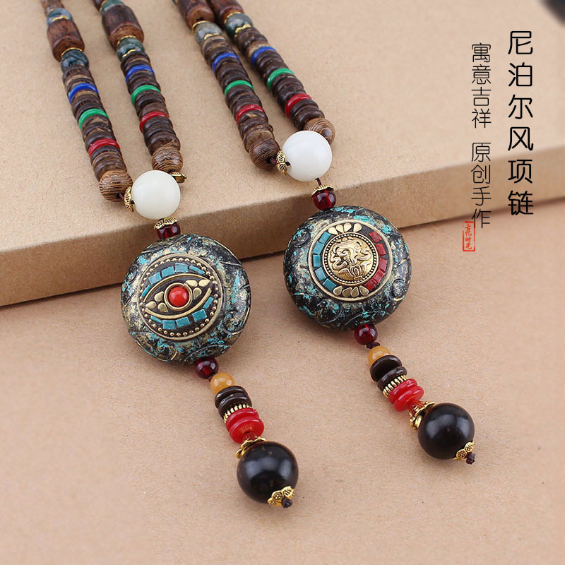 Men Accessories Nepal - نيبال قلادة سترة سلسلة خشبية بوذا