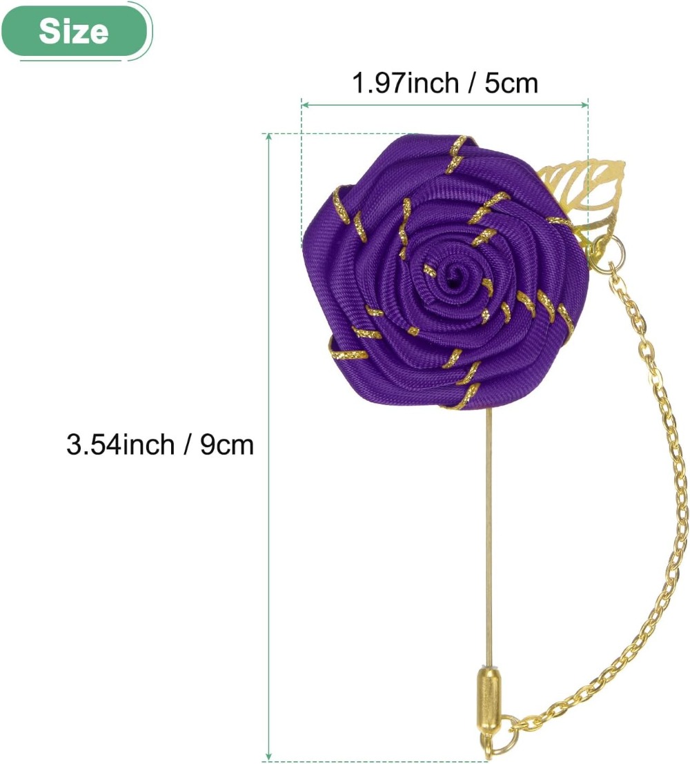 دبوس زهرة الورد المصنوع من الق - مراجعة Men Accessories Wedding وسعره