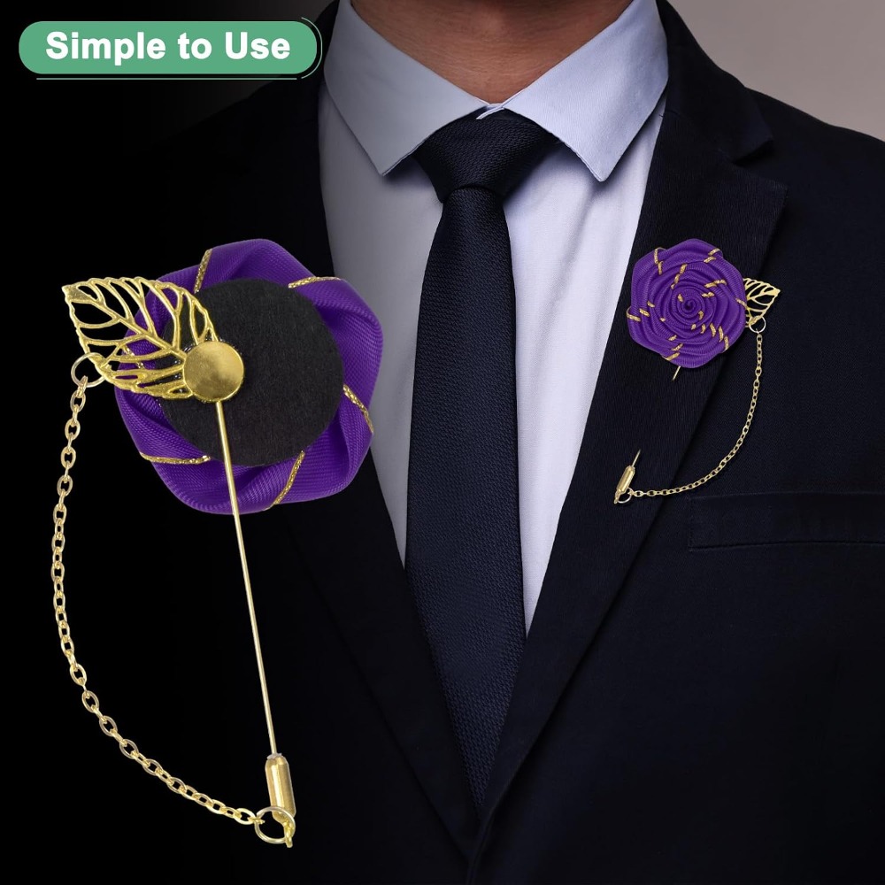 دبوس زهرة الورد المصنوع من الق - مراجعة Men Accessories Wedding وسعره